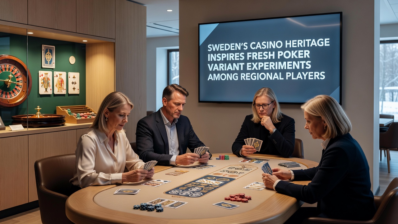 Group of regional Swedish players testing new poker variants at a live event table